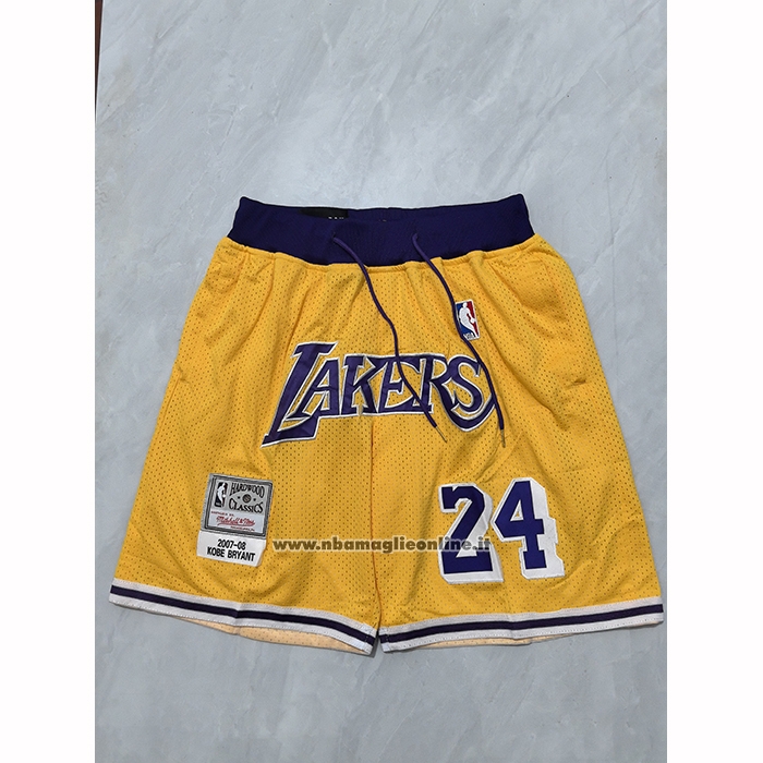 Pantaloncini Los Angeles Lakers Mitchell & Ness Just Don 2007-08 Giallo